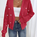 Frenchy cardigan con botones de corte casual y rayas para mujer, para otono/invierno