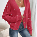 Frenchy cardigan con botones de corte casual y rayas para mujer, para otono/invierno