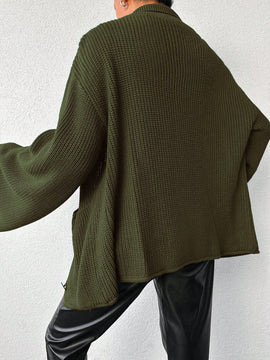 Cardigan de manga larga con botones y cuello para mujer, de estilo minimalista