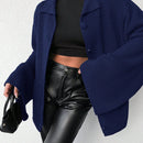 Cardigan de manga larga con botones y cuello para mujer, de estilo minimalista