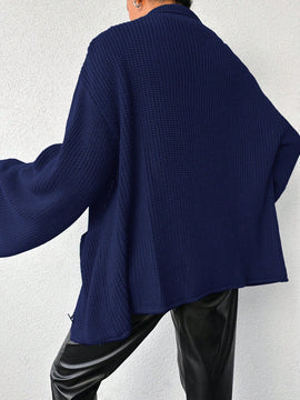 Cardigan de manga larga con botones y cuello para mujer, de estilo minimalista