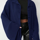 Cardigan de manga larga con botones y cuello para mujer, de estilo minimalista