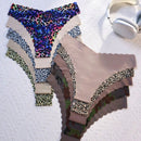 Paquete de 10 bragas con estampado de onda sin costuras para mujer, estampado de leopardo y unicolor, tejido suave y transpirable, ropa interior sexy para damas