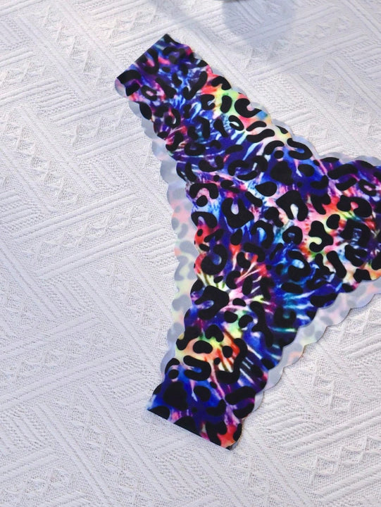 Paquete de 10 bragas con estampado de onda sin costuras para mujer, estampado de leopardo y unicolor, tejido suave y transpirable, ropa interior sexy para damas