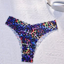 Paquete de 10 bragas con estampado de onda sin costuras para mujer, estampado de leopardo y unicolor, tejido suave y transpirable, ropa interior sexy para damas