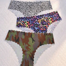 6 piezas de bragas femeninas sin costuras con borde ondulado triangular, ropa interior respirable y comoda con estampado de leopardo invisible