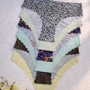 6 piezas de bragas femeninas sin costuras con borde ondulado triangular, ropa interior respirable y comoda con estampado de leopardo invisible