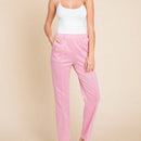 Pantalones casuales para mujer con detalle de pinzas, pantalones de salon ajustados con bolsillos, corte relajado, cintura elastica, de enagua, talle alto, rosa, largo tobillo, tela suave, ideal para ropa de estar en casa, salidas, uso diario o viajes,