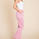 Pantalones casuales para mujer con detalle de pinzas, pantalones de salon ajustados con bolsillos, corte relajado, cintura elastica, de enagua, talle alto, rosa, largo tobillo, tela suave, ideal para ropa de estar en casa, salidas, uso diario o viajes,