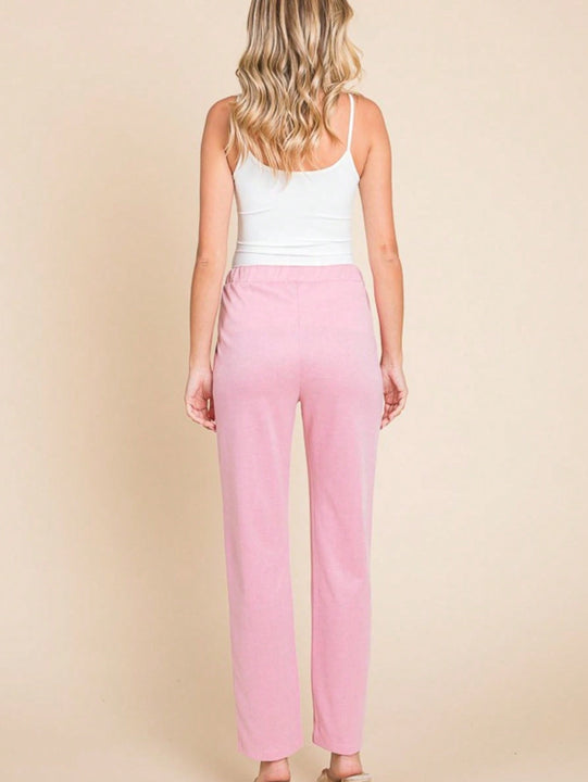 Pantalones casuales para mujer con detalle de pinzas, pantalones de salon ajustados con bolsillos, corte relajado, cintura elastica, de enagua, talle alto, rosa, largo tobillo, tela suave, ideal para ropa de estar en casa, salidas, uso diario o viajes,