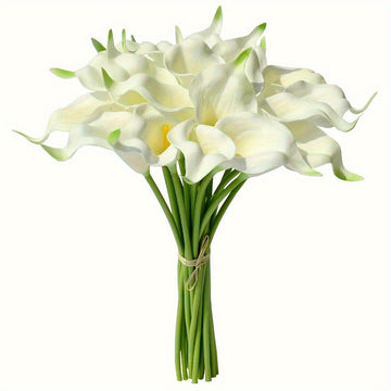 20 piezas de ramo de calas artificiales - Flores blancas de plástico realistas para bodas, Día de San Valentín, Día de la Madre, Semana Santa y decoración del hogar, accesorios para ramos