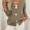 Lune cardigan casual de mujer de un solo botonadura, de manga larga y hombros caidos, en unicolor, para otono/invierno