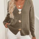 Lune cardigan casual de una sola botonadura de manga larga con caida en los hombros, de color liso, para otono/invierno, para mujer