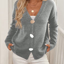 Lune cardigan casual de mujer de un solo botonadura, de manga larga y hombros caidos, en unicolor, para otono/invierno