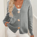Lune cardigan de punto de manga larga con cuello en v y botones frontales, de corte casual