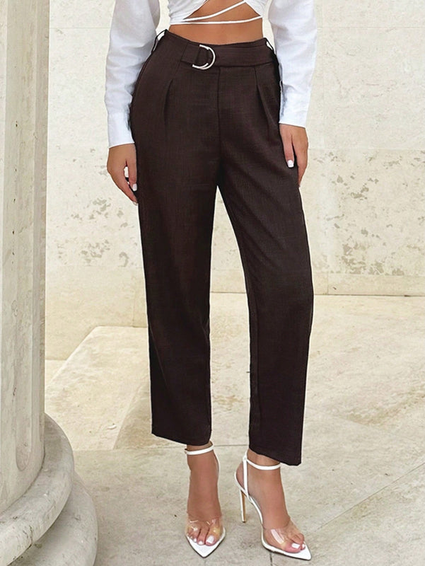 Tall pantalones entallados de mujer de cintura elastica tejidos para otono e invierno