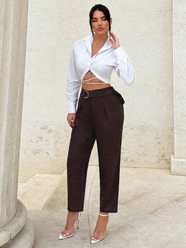 Tall pantalones entallados de mujer de cintura elastica tejidos para otono e invierno