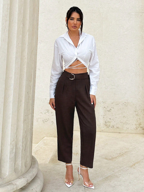 Tall pantalones entallados de mujer de cintura elastica tejidos para otono e invierno
