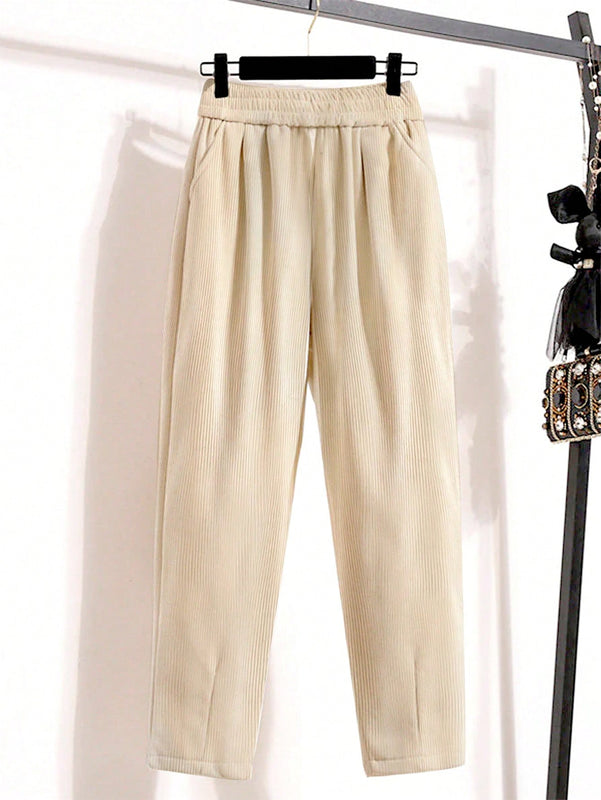 Lune pantalones termicos basicos de unicolor casual para mujer para otono/invierno