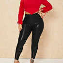 Pantalones elasticos casuales de color solido, pantalones de moda sexys de cintura alta para mujer decorados con cremallera en las perneras del pantalon, ropa de mujer