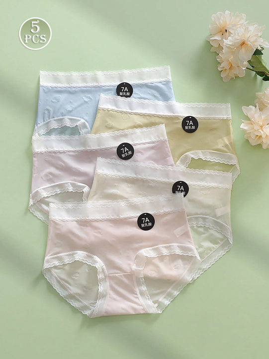 Set de 5 pantis sin costuras para mujer con diseno de nubes asimetrico y borde de cintura media