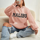 Ezwear sudadera informal con capucha y bolsillo con estampado de letras, para otono/invierno