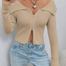 Ezwear chaqueta tipo cardigan de ajuste cenido con hombros descubiertos y cremallera