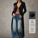 Bae blazer de manga larga con cuello afelpado de unicolor y parches, chaqueta para mujer en otono/invierno, sueteres de otono, ropa de mujer de invierno, sueter oversize, ropa y2k, sueter tipo cardigan estilo renacimiento