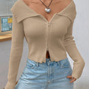 Ezwear chaqueta tipo cardigan de ajuste cenido con hombros descubiertos y cremallera