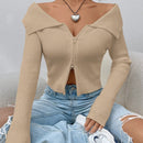 Ezwear chaqueta tipo cardigan de ajuste cenido con hombros descubiertos y cremallera