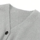 Nuevo cardigan de punto de manga larga informal con cuello en v y abotonado, color negro, para mujeres, adecuado como prenda de abrigo, estilo otono/invierno 2024