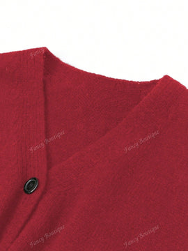 Nuevo cardigan de punto de manga larga informal con cuello en v y abotonado, color negro, para mujeres, adecuado como prenda de abrigo, estilo otono/invierno 2024