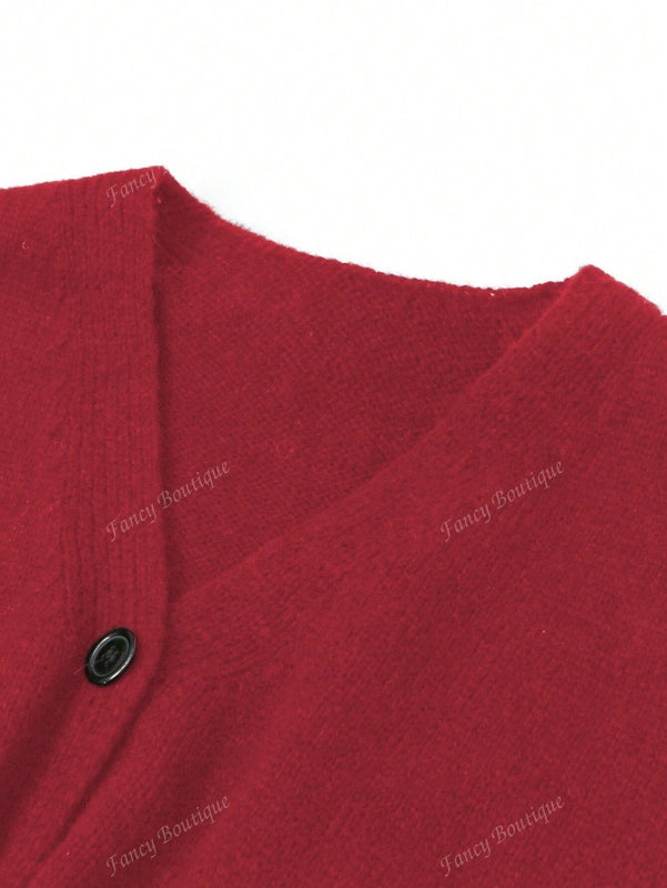 Nuevo cardigan de punto de manga larga informal con cuello en v y abotonado, color negro, para mujeres, adecuado como prenda de abrigo, estilo otono/invierno 2024