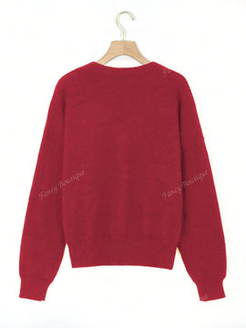 Nuevo cardigan de punto de manga larga informal con cuello en v y abotonado, color negro, para mujeres, adecuado como prenda de abrigo, estilo otono/invierno 2024