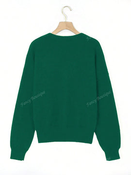 Nuevo cardigan de punto de manga larga informal con cuello en v y abotonado, color negro, para mujeres, adecuado como prenda de abrigo, estilo otono/invierno 2024