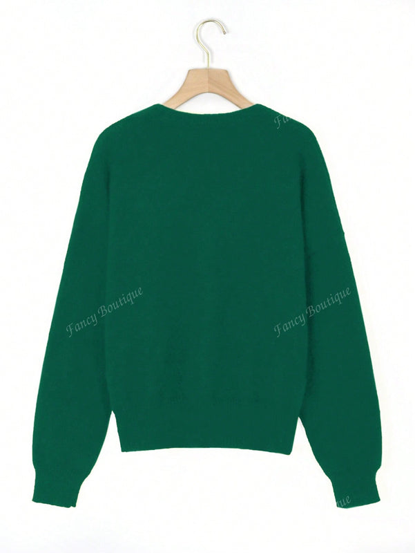 Nuevo cardigan de punto de manga larga informal con cuello en v y abotonado, color negro, para mujeres, adecuado como prenda de abrigo, estilo otono/invierno 2024