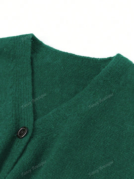 Nuevo cardigan de punto de manga larga informal con cuello en v y abotonado, color negro, para mujeres, adecuado como prenda de abrigo, estilo otono/invierno 2024