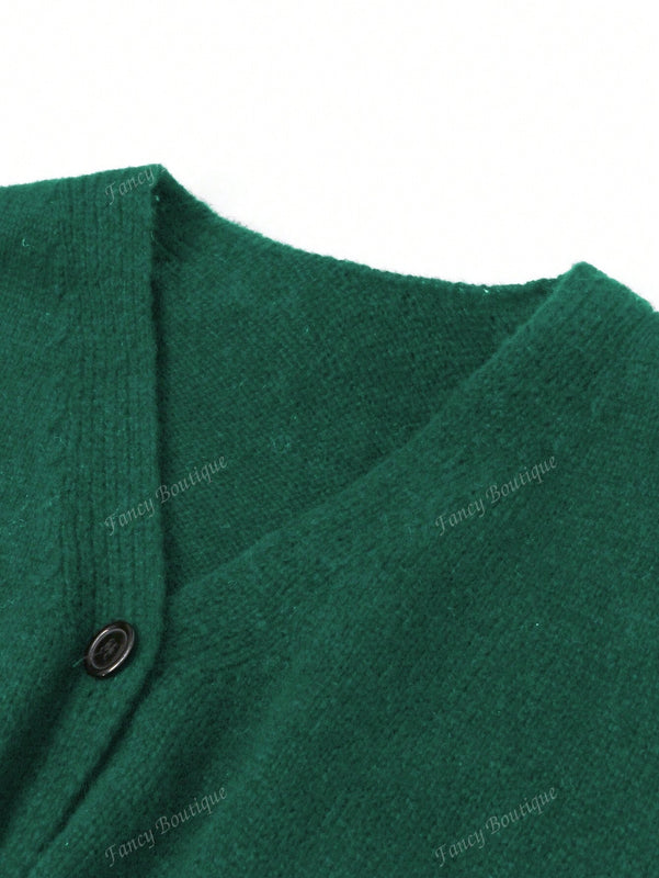 Nuevo cardigan de punto de manga larga informal con cuello en v y abotonado, color negro, para mujeres, adecuado como prenda de abrigo, estilo otono/invierno 2024