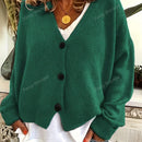 Nuevo cardigan de punto de manga larga informal con cuello en v y abotonado, color negro, para mujeres, adecuado como prenda de abrigo, estilo otono/invierno 2024