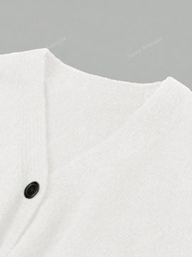 Nuevo cardigan de punto de manga larga informal con cuello en v y abotonado, color negro, para mujeres, adecuado como prenda de abrigo, estilo otono/invierno 2024