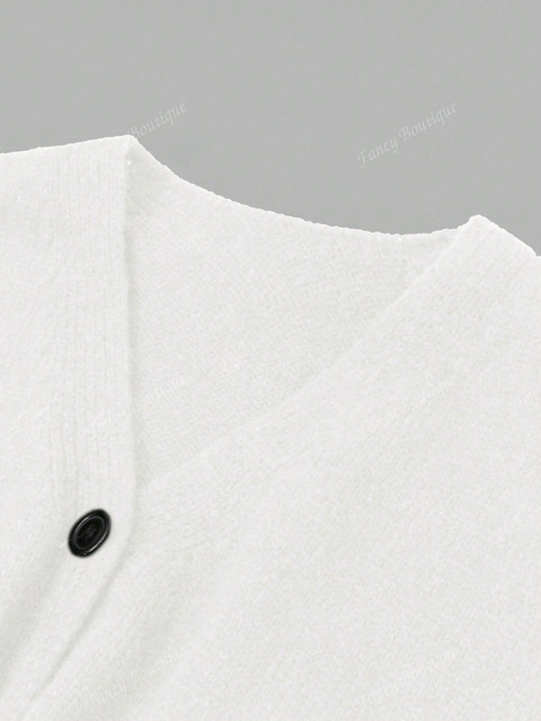 Nuevo cardigan de punto de manga larga informal con cuello en v y abotonado, color negro, para mujeres, adecuado como prenda de abrigo, estilo otono/invierno 2024