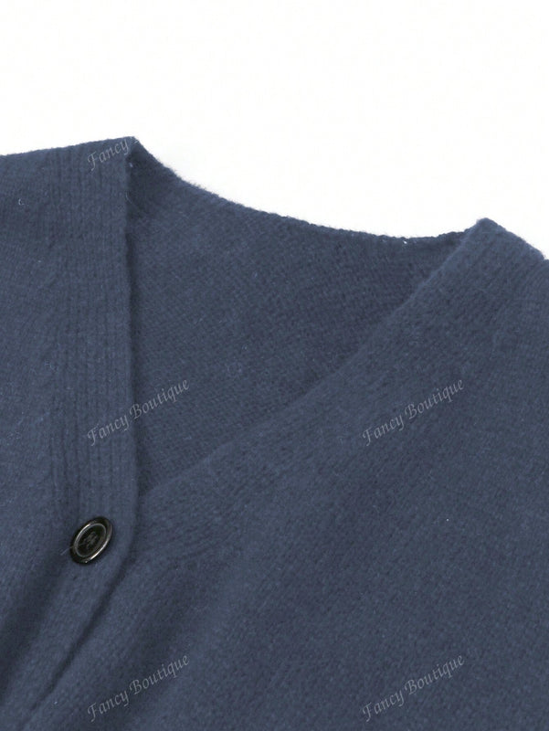 Nuevo cardigan de punto de manga larga informal con cuello en v y abotonado, color negro, para mujeres, adecuado como prenda de abrigo, estilo otono/invierno 2024