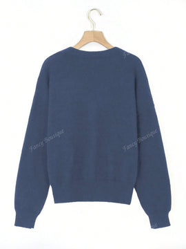 Nuevo cardigan de punto de manga larga informal con cuello en v y abotonado, color negro, para mujeres, adecuado como prenda de abrigo, estilo otono/invierno 2024