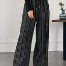 Friful pantalones anchos de mujer con cordon en la cintura, estilo casual para uso diario, con rayas