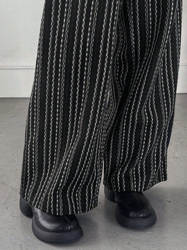 Friful pantalones anchos de mujer con cordon en la cintura, estilo casual para uso diario, con rayas