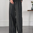 Friful pantalones anchos de mujer con cordon en la cintura, estilo casual para uso diario, con rayas