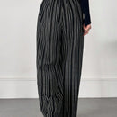 Friful pantalones anchos de mujer con cordon en la cintura, estilo casual para uso diario, con rayas