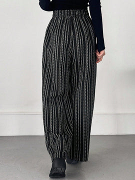 Friful pantalones anchos de mujer con cordon en la cintura, estilo casual para uso diario, con rayas