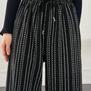 Friful pantalones anchos de mujer con cordon en la cintura, estilo casual para uso diario, con rayas