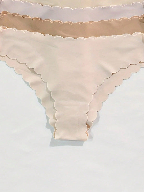 Paquete de 12 bragas de bikini sin costuras con ribete ondulado para mujeres, multicolor